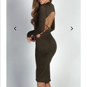 Suede open back dress